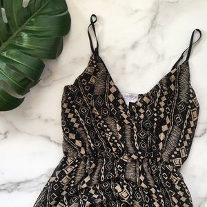 Black and Tan Print Maxi Dress